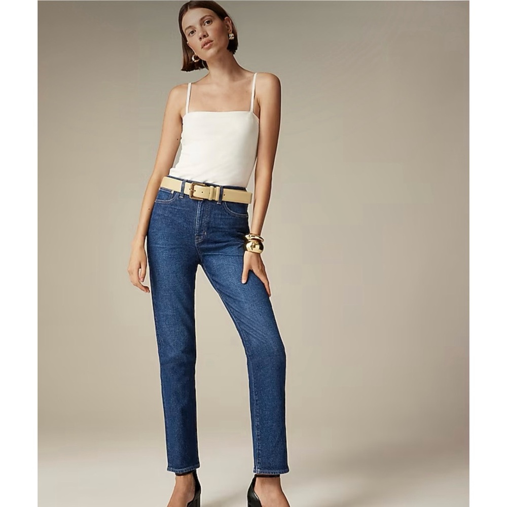 NWT J. Crew High-rise Straight Jean 1996 Semi-stretch Demi Wash Blue